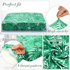 Newwiee 12 Pcs Patio Stretch Sofa Cushion Covers Outdoor Cushion Cover Replacement Couch Slipcover Sofa Seat Cover Flexibility Chair Cushion Cover Porch Patio Furniture Protector (Green,Monstera)
