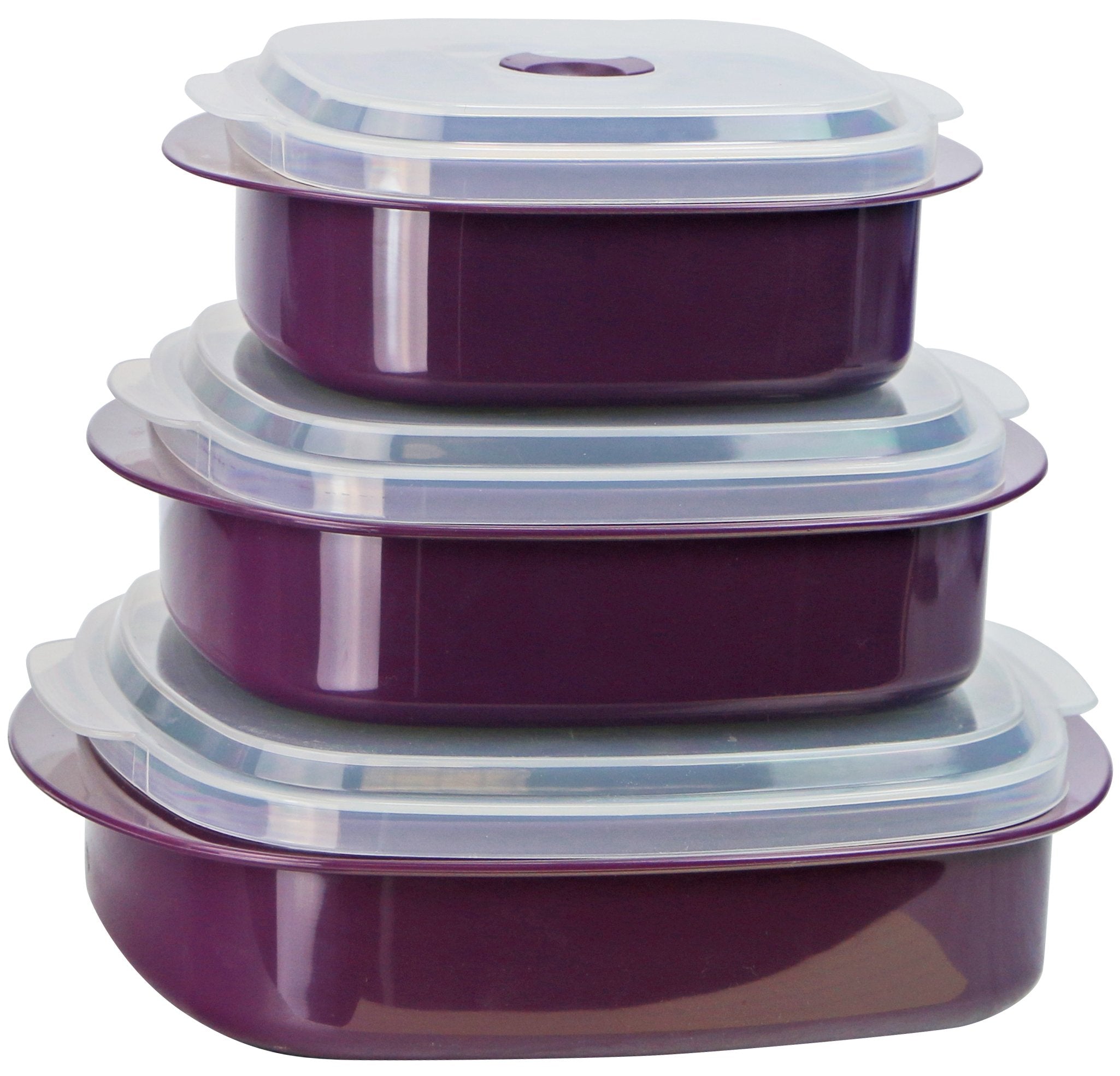 Calypso Basics by Reston Lloyd 6Piece Microwave Cookware, Steamer and Storage Set, Plum