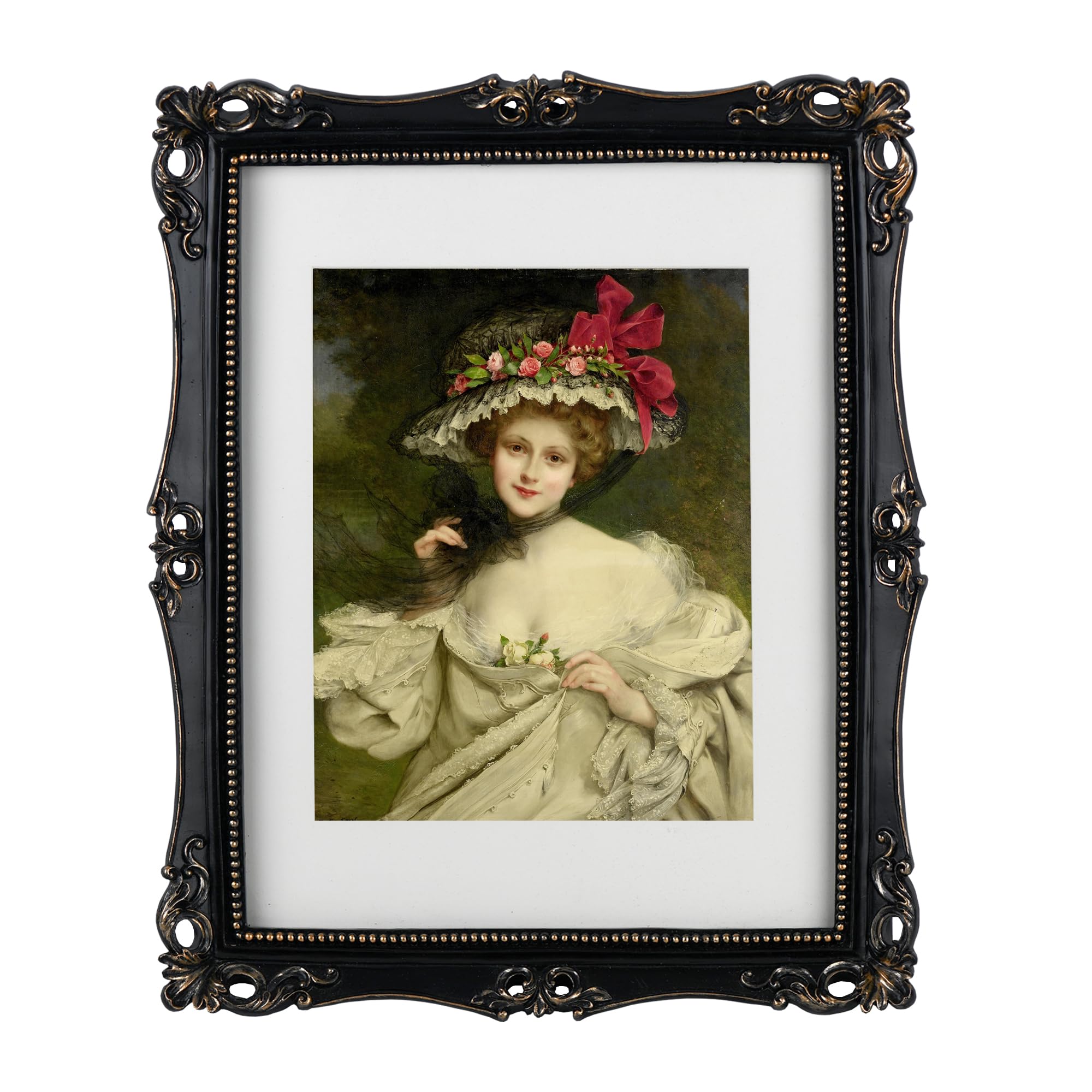 Funerom 11x14 Vintage Picture Frames with Glass Front, Ornate Frame, Antique Photo Frames for Tabletop or Wall Hanging Black