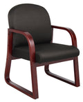 Boss Office Products Mahogany Frame Fabric Side Chair in Black