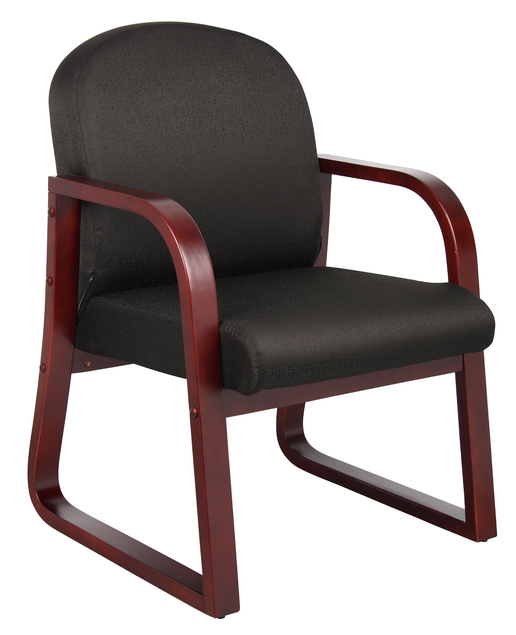 Boss Office Products Mahogany Frame Fabric Side Chair in Black