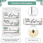 3 Pieces Eucalyptus Greenery Wooden Wall Sign Bless Family Food Love Plaque Botanical Leaf Wood Sign Green Leaves Rustic Sign Pl