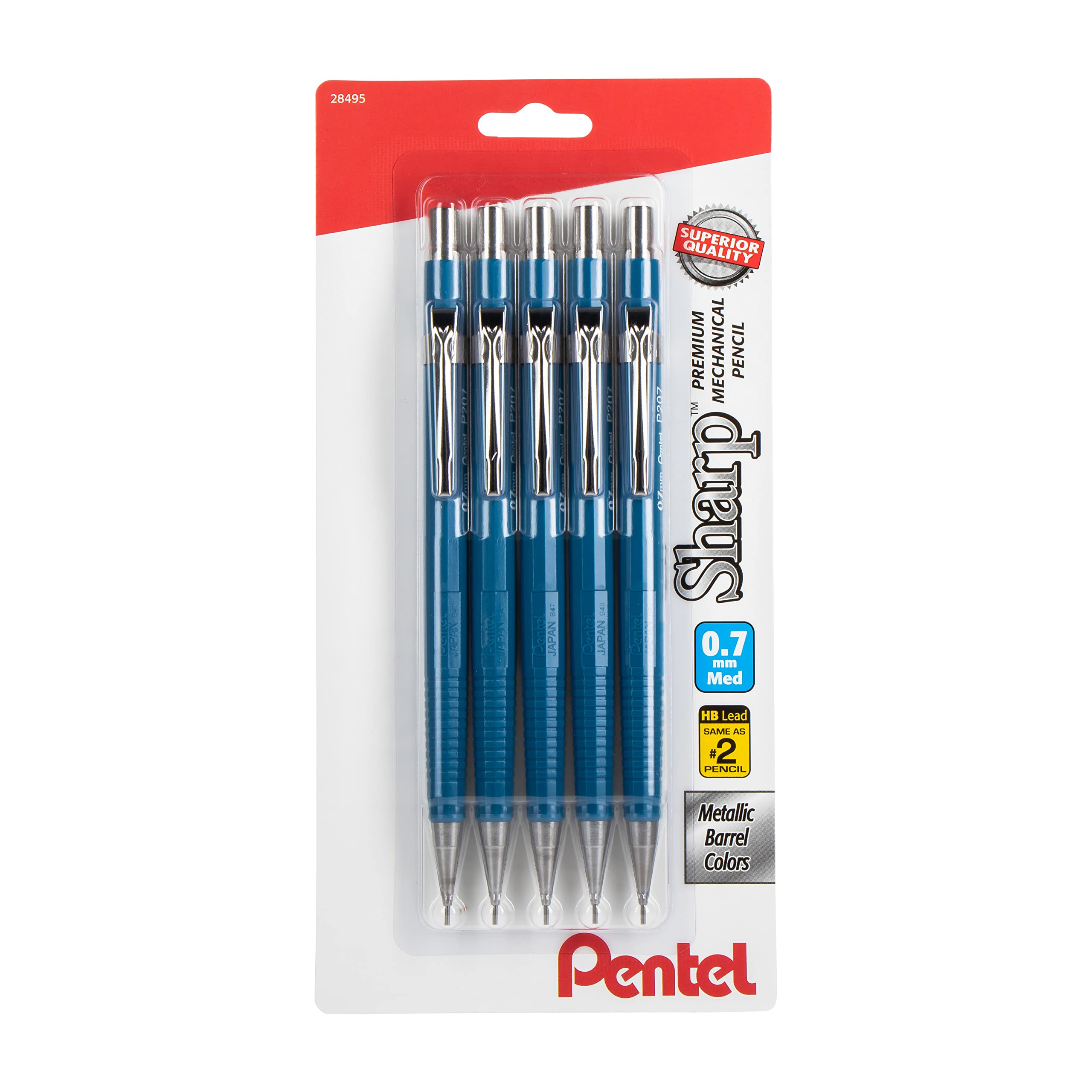 Pentel Sharp Mechanical Pencil (0.7Mm), Blue Barrel 5 Pack