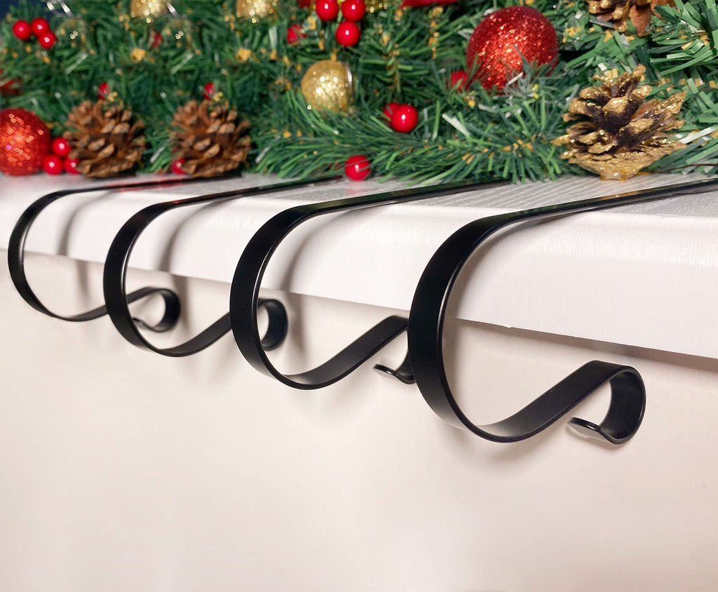 Edoneery Christmas Stocking Holders For Fireplace Mantle With Separate Double-Sided Tapes, Non-Slip Stocking Hangers For Shelves