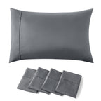 Bedsure Pillow Cases Standard Size Set Of 4 - Dark Grey Polyester Microfiber Pillowcases 4 Pack, Super Soft And Cozy Pillowcase, Pillow Case Covers With Envelop Closure, 20X26 Inches