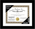 Creative Picture Frames 16x20 Classic Black Diploma Frame with White Mat Glass Easel and Installed Wall Hangers | Frame Holds 18