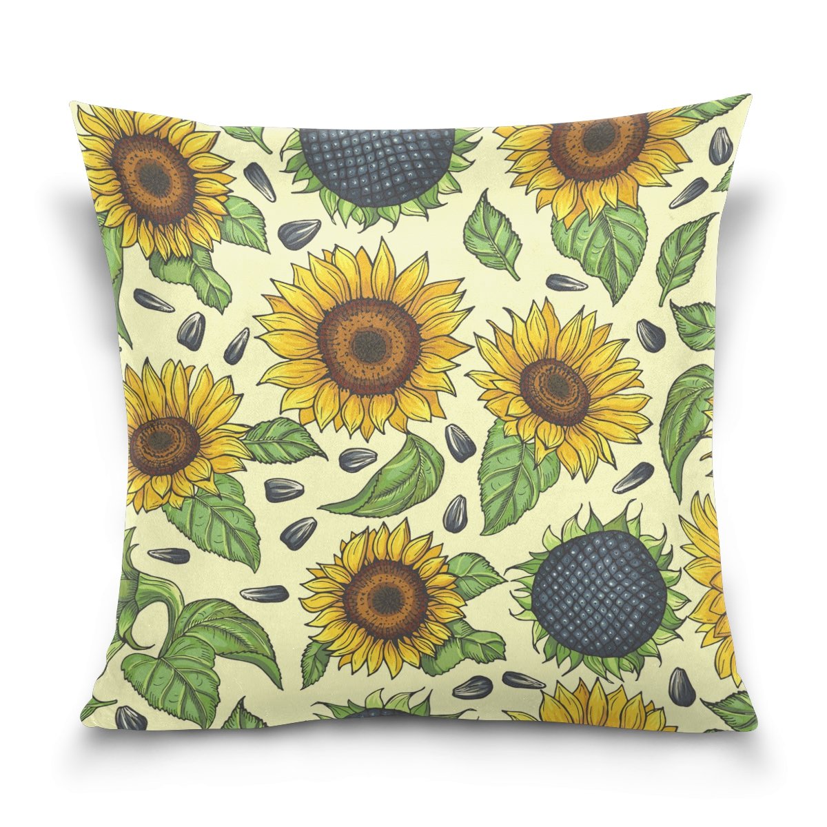 My Little Nest Soft Throw Pillow Cover Sunflower Decorative Velvet Pillowcase Square Cushion Cover For Sofa Couch Bed 20X20 Inch