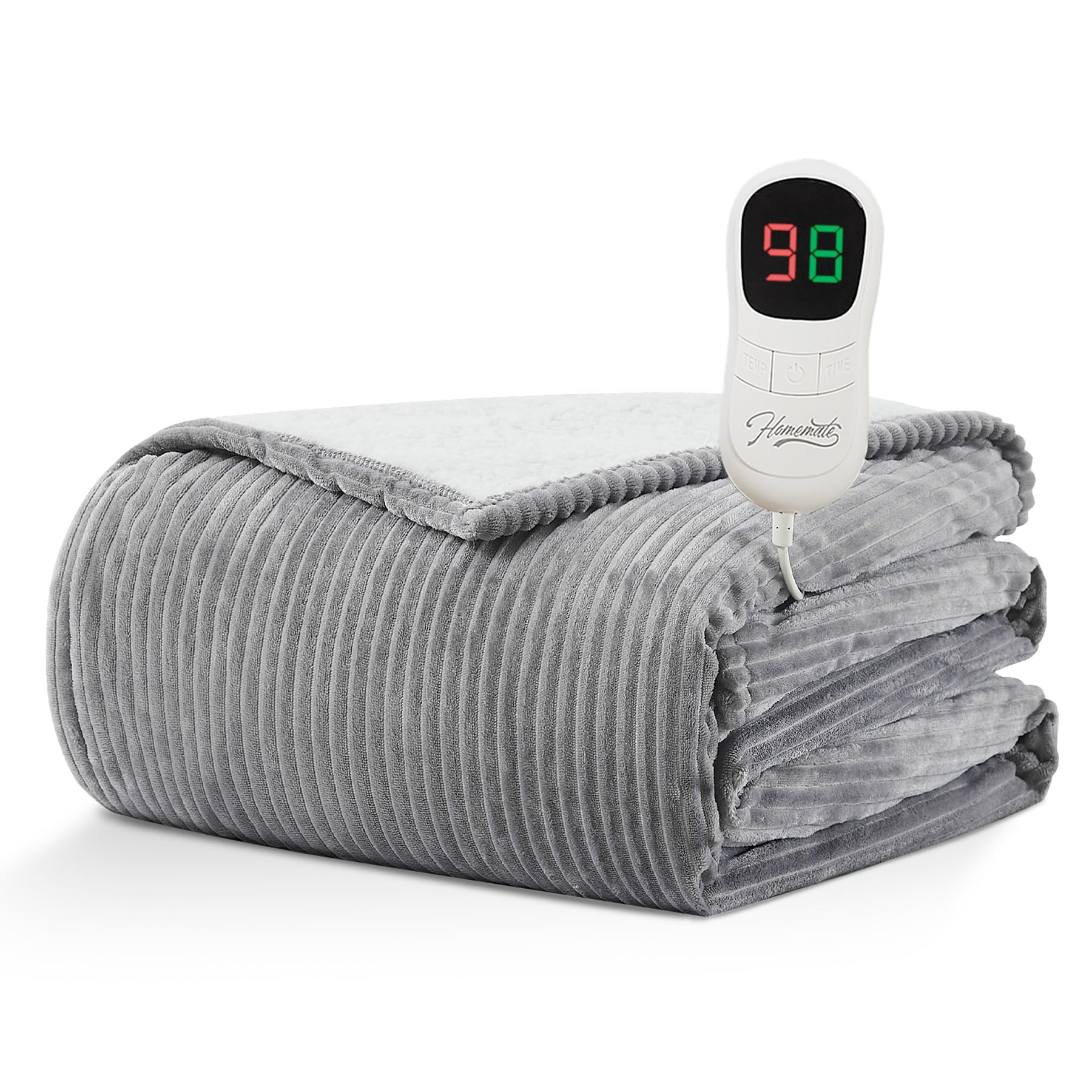 Homemate Heated Blanket Electric Throw - 50'X60' Heating Blanket Throw 4 Hours Auto-Off 5 Heat Levels Blanket Over-Heat Protec