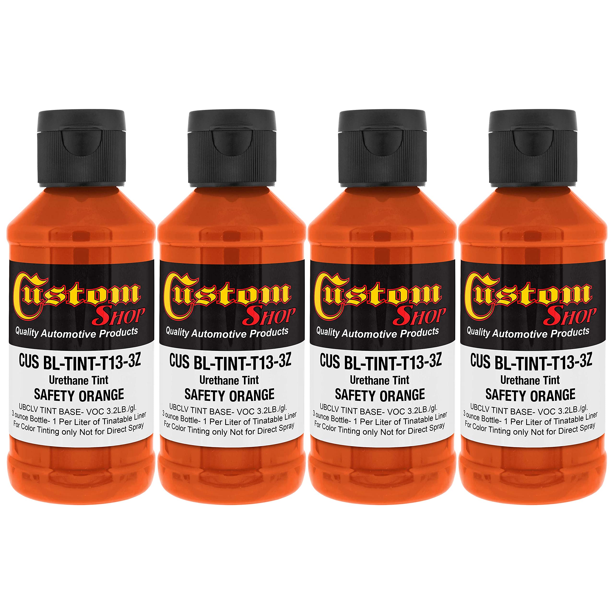 Custom Coat 3 Ounce (Safety Orange Color) Urethane Tint Concentrate For Tinting Truck Bed Liner Coatings (Pack Of 4) - Proportio