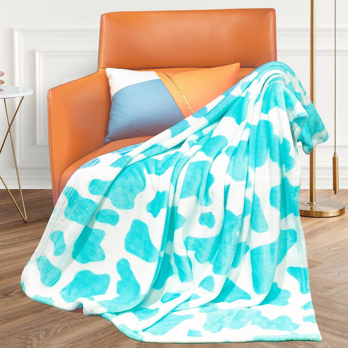 Fleece Light Blue Twin Blanket Lightweight Pale Turquoise Teal Cyan Bed Blanket Twin Size 60'X80' Cozy Fuzzy Soft Throw Blanke