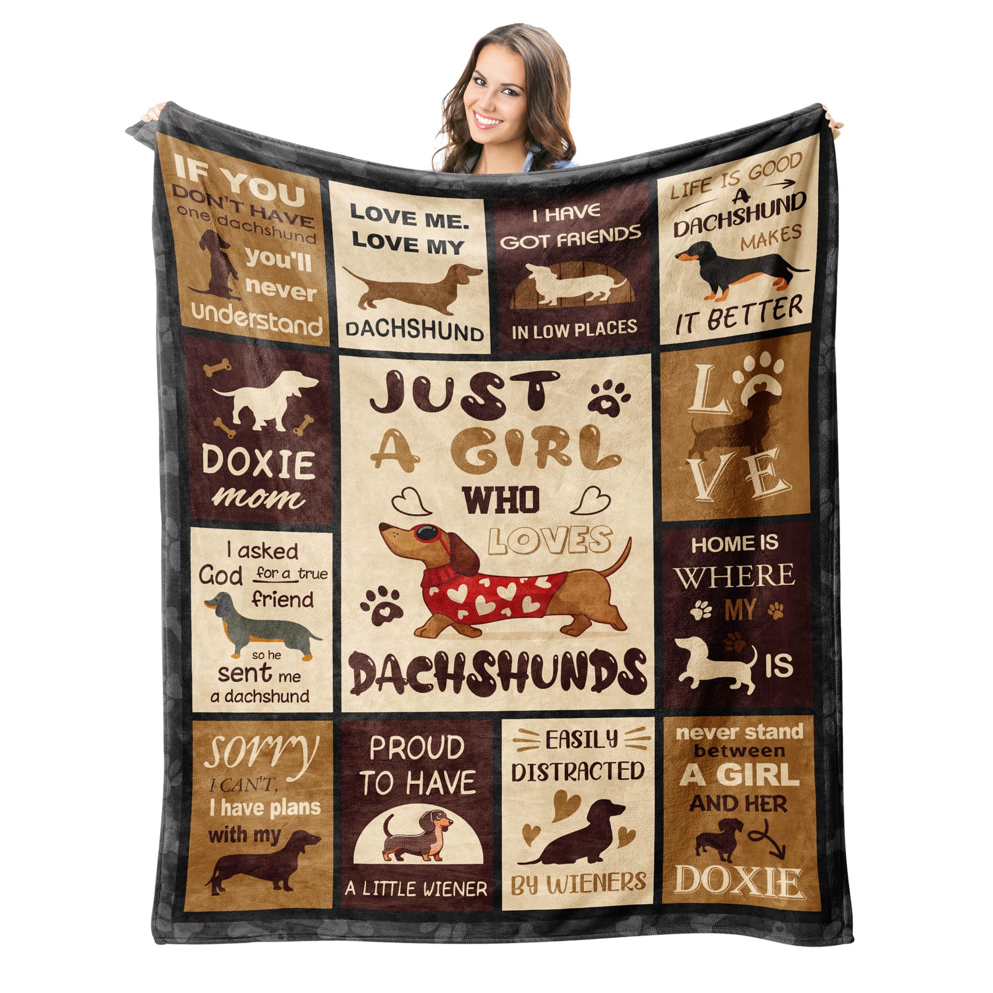 Peliny Chrid Dachshund Gifts Blanket 60'X50', Dachshund Gifts For Women, Weiner Dog Gifts For Women, Dachshund Decor Throw, Da