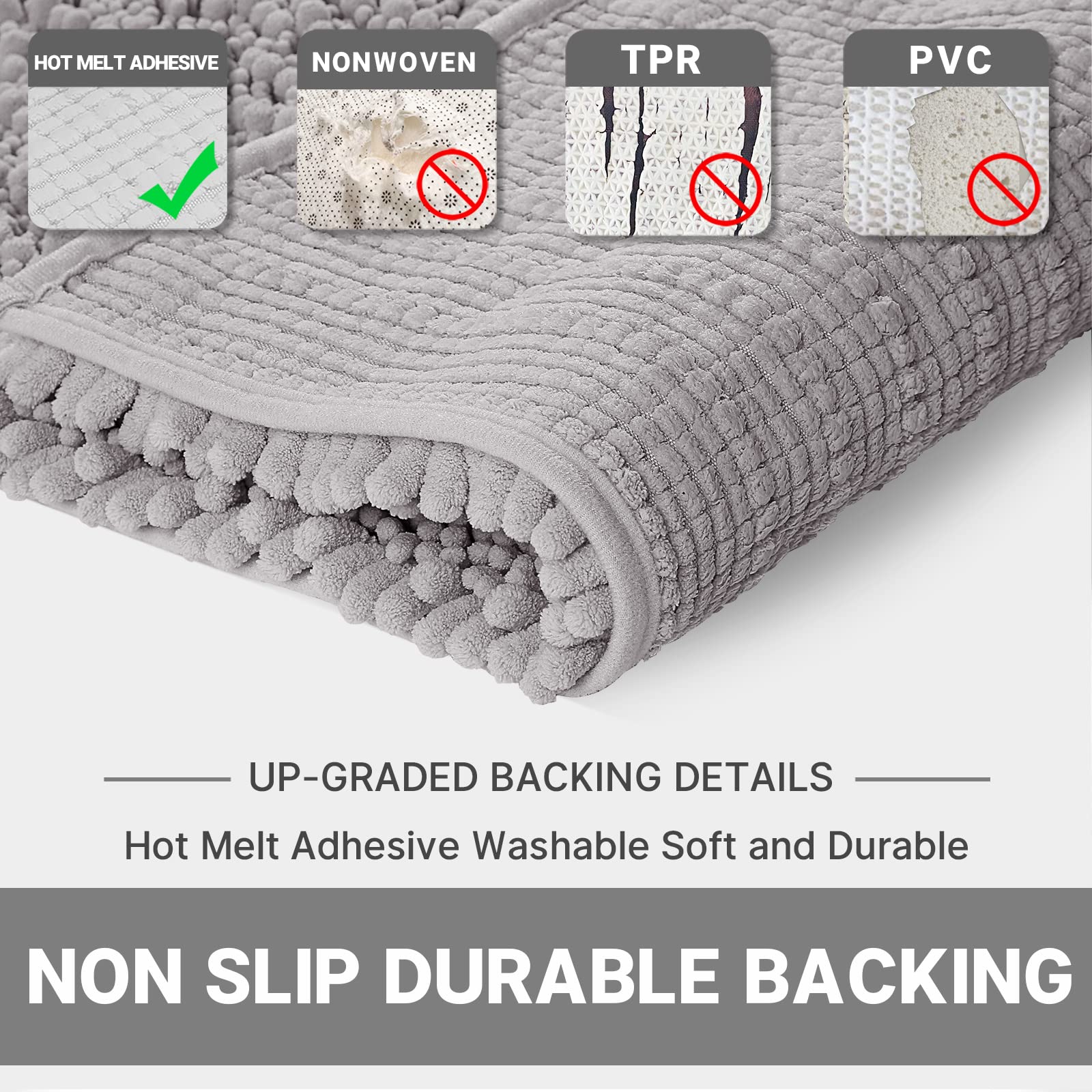 Yimobra Bathroom Rugs Sets 2 Piece, Luxury Fluffy Chenille Bathroom Rugs Toilet Mat, Soft Comfortable Non Slip Bath Rug, Machine