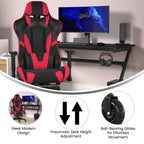 Flash Furniture X30 Gaming Chair Racing Computer Chair - Red Leathersoft Upholstery - Reclining Back - Slide-Out Footrest - Roller Wheels