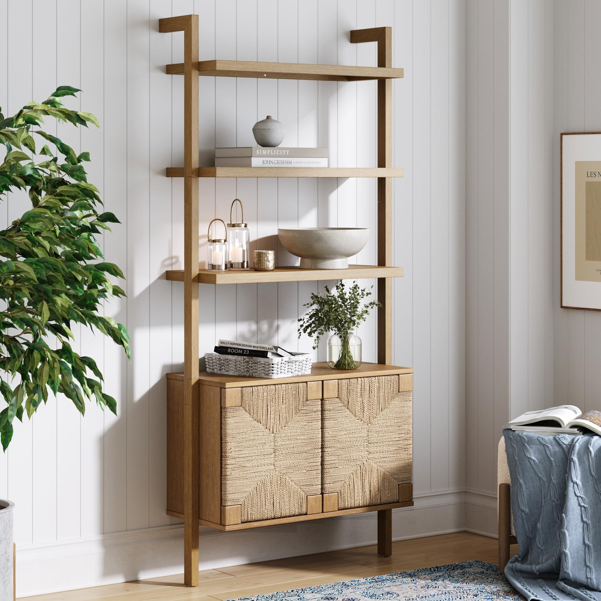 Nathan James Beacon Bookshelf with Storage Cabinet