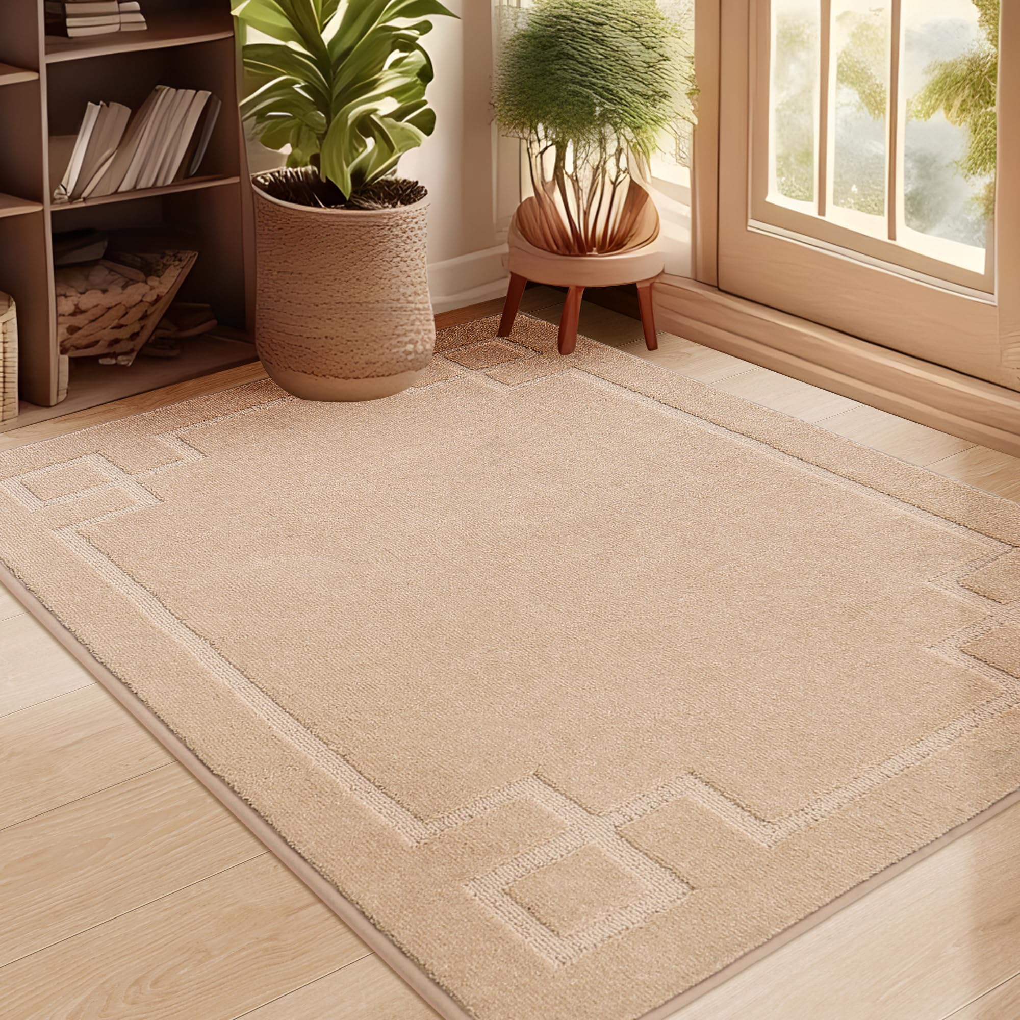 Beqhause Door-Mat Dirt Trapper Entrance Mat Absorbent Low-Profile Non-Slip Welcome Mat Washable Front Dog Door Mat For Muddy Paw