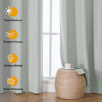 Aiyufneg Light Sage Green 100% Blackout Curtains 84 Inches Long For Bedroom, Morden Textured Drapes For Living Room, Thermal Ins