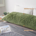 Mego Fluffy Body Pillow Cover, 20X54 Shaggy Faux Fur Body Pillow Case, Green Comfy Plush Fuzzy Body Pillowcase, Furry Long Throw