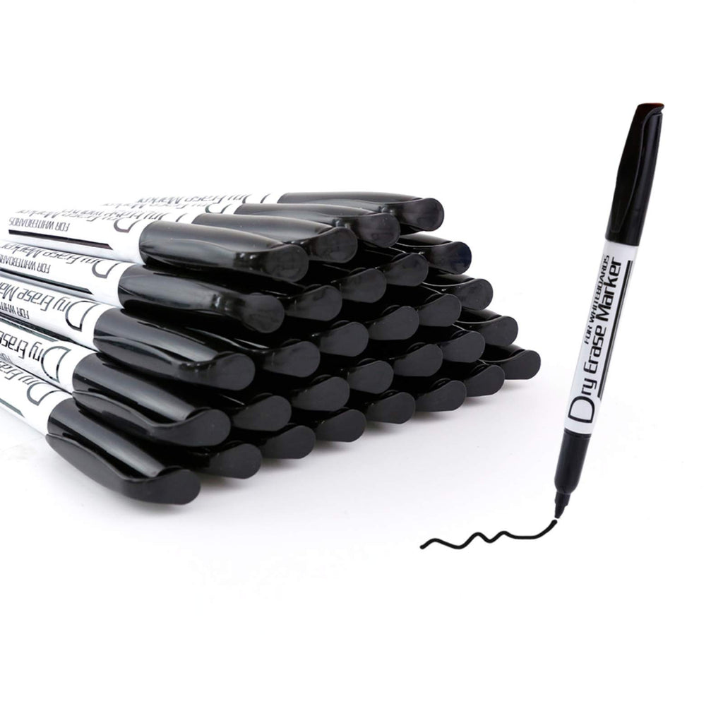 Volcanics Black Dry Erase Markers Low Odor Fine Whiteboard Markers Thin Box Of 125