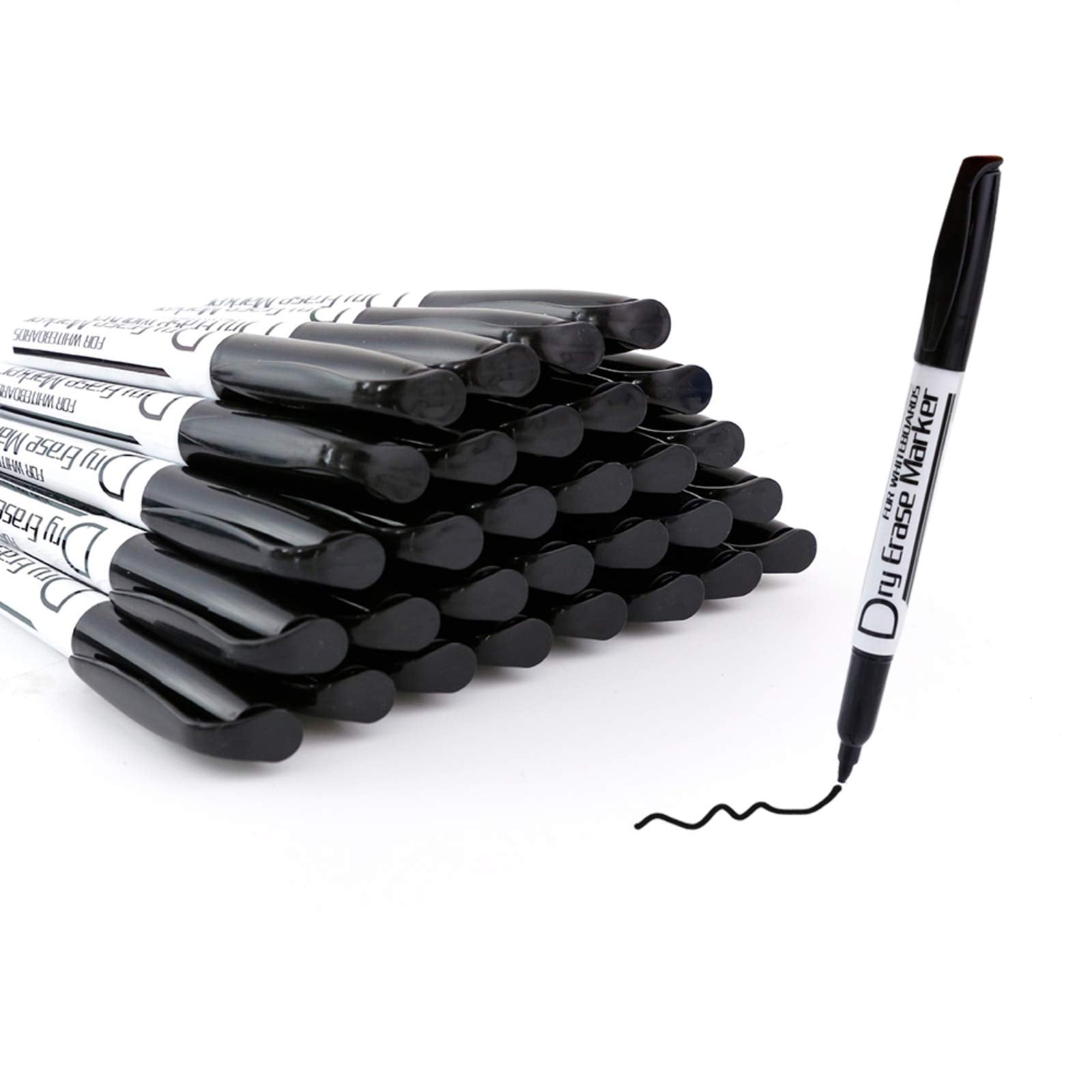 Volcanics Black Dry Erase Markers Low Odor Fine Whiteboard Markers Thin Box Of 125