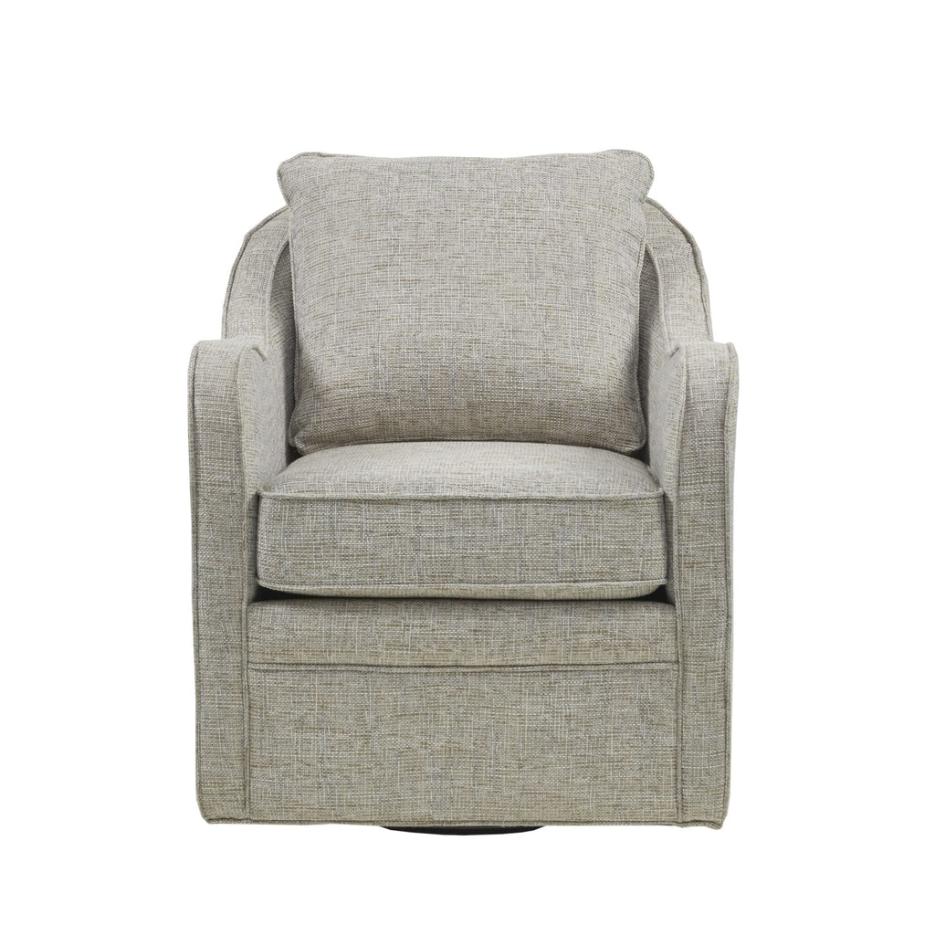 Madison Park Brianne Swivel Accent Chair, 360 Degree Armchair with Metal Base Stand, Pillowback Support, Slub Weave, Wide Seat for Nursery or Living Room Fully Assembled, Grey