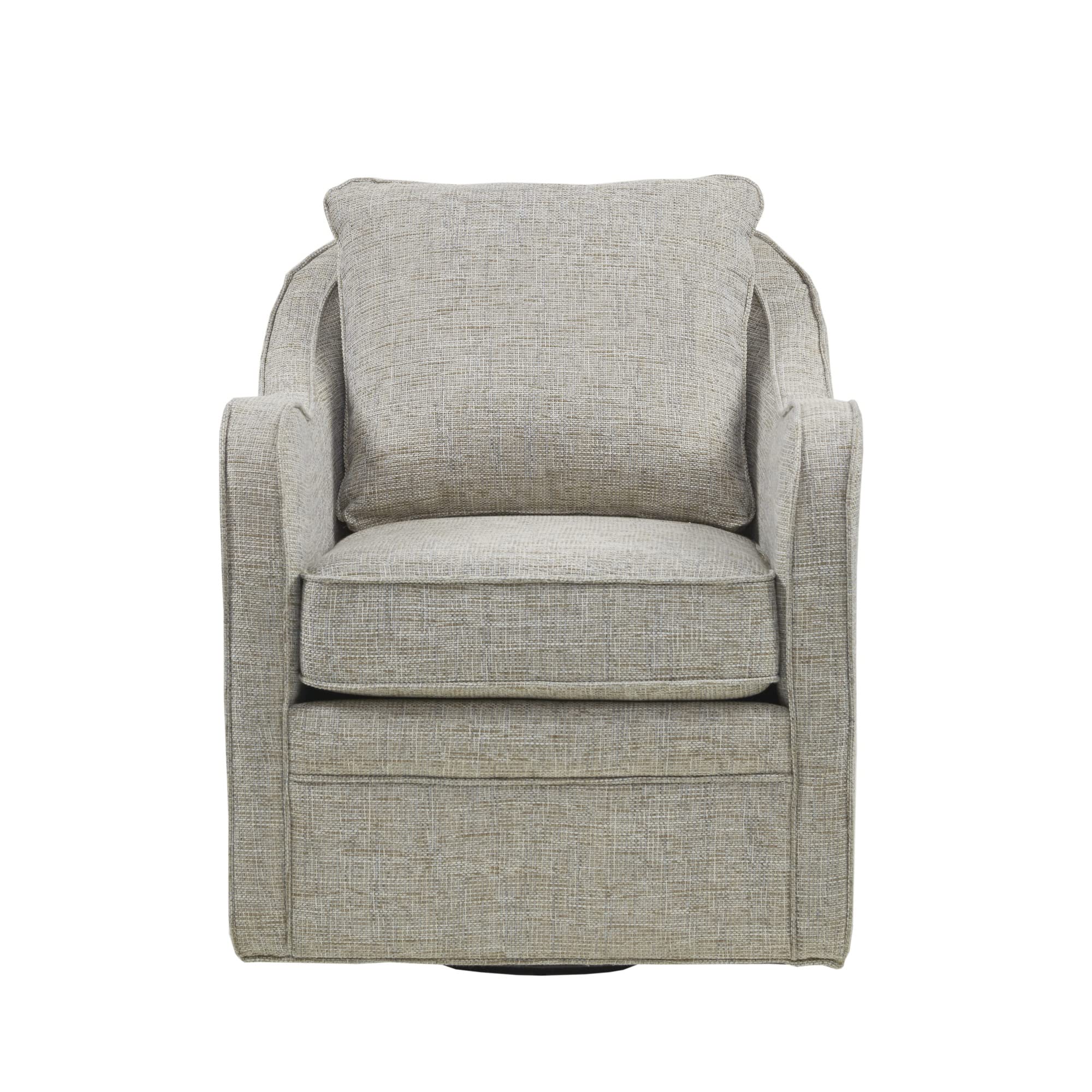 Madison Park Brianne Swivel Accent Chair, 360 Degree Armchair with Metal Base Stand, Pillowback Support, Slub Weave, Wide Seat for Nursery or Living Room Fully Assembled, Grey