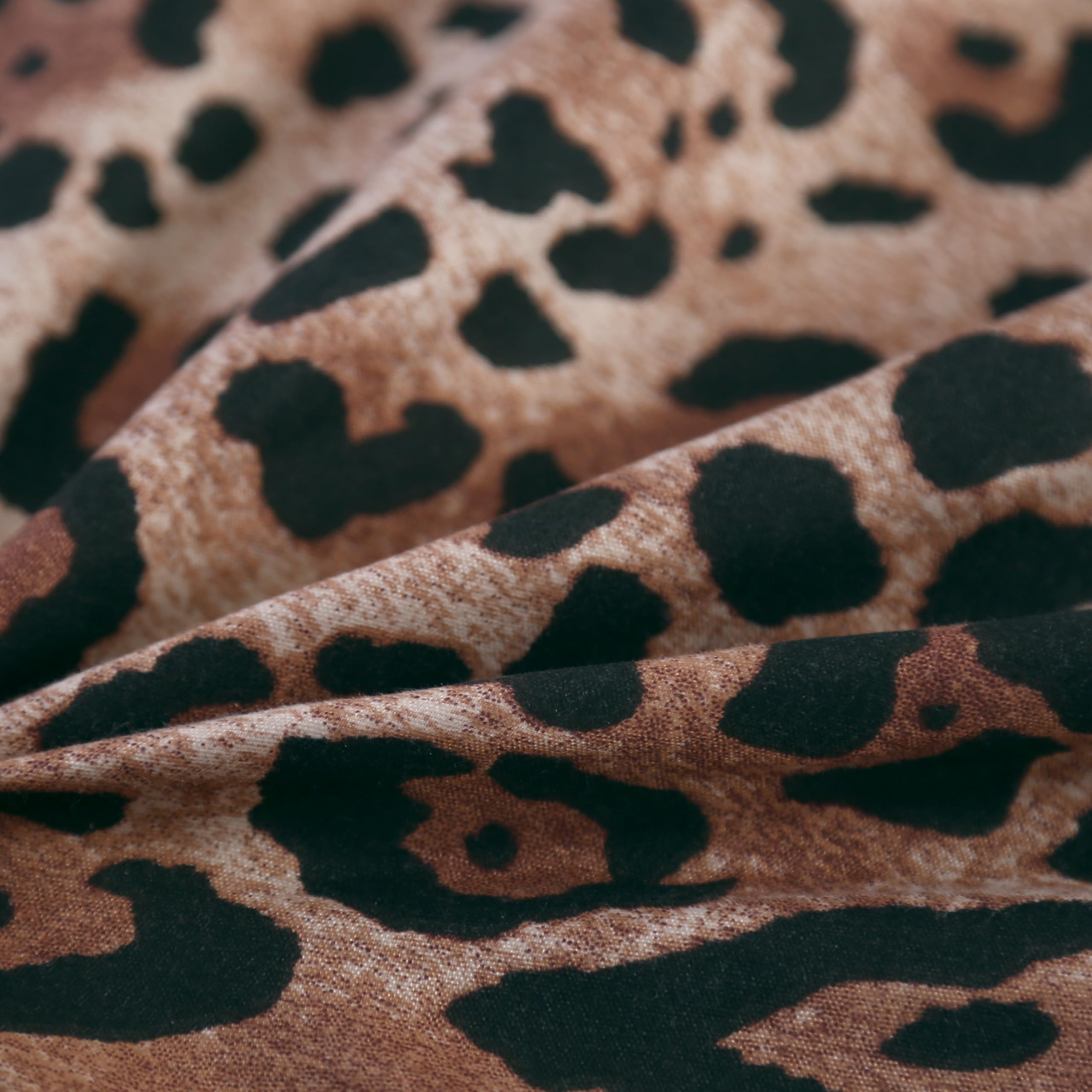 Sdy 4Pcs Leopard Bedding Sheets Queen Size Leopard Print Sheet Set Included 1 Fitted Sheet With 14'' Deep Pocket + 1 Top Flat Sh