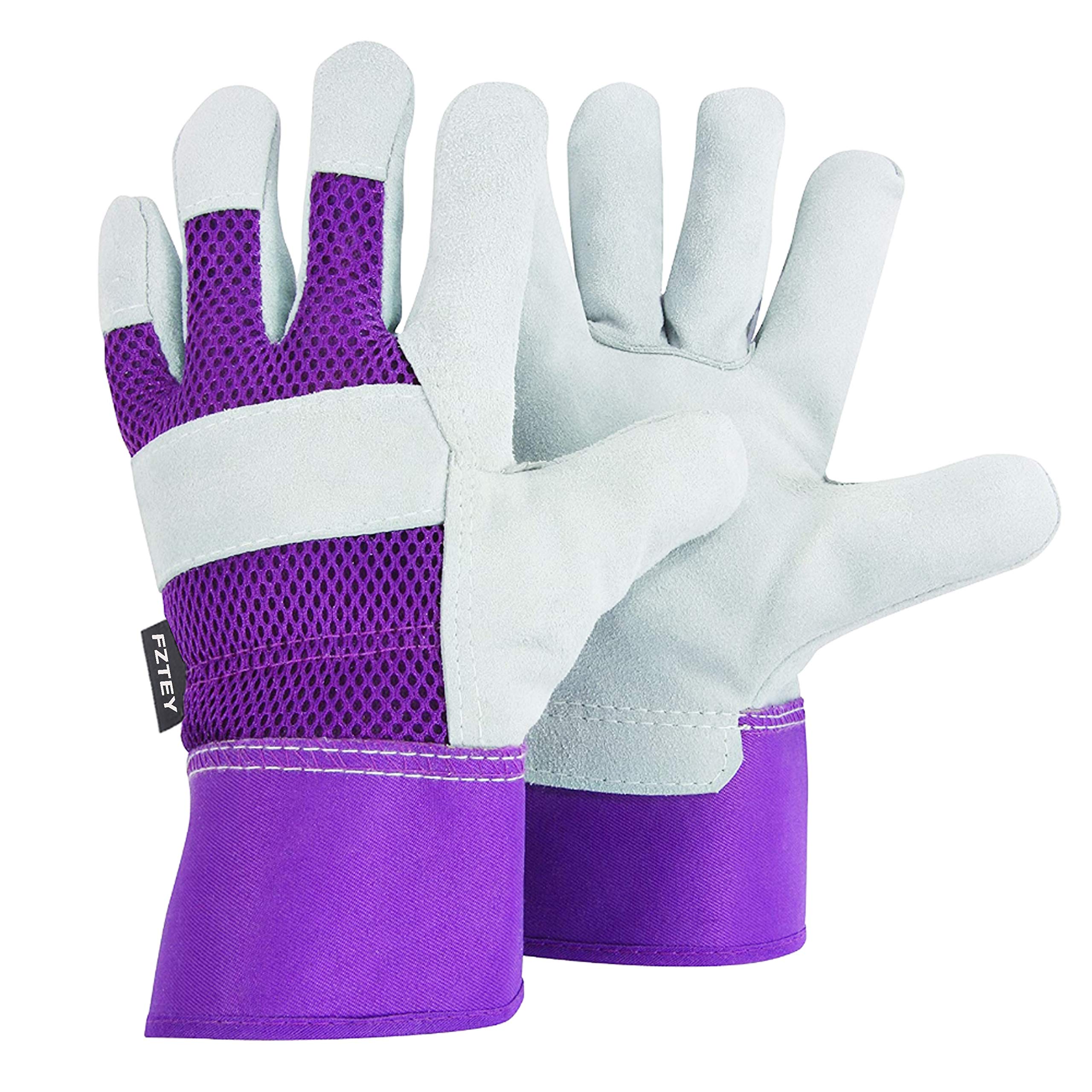 Fztey Women Garden Gloves Safety Work Protective 8(Medium, Violet)