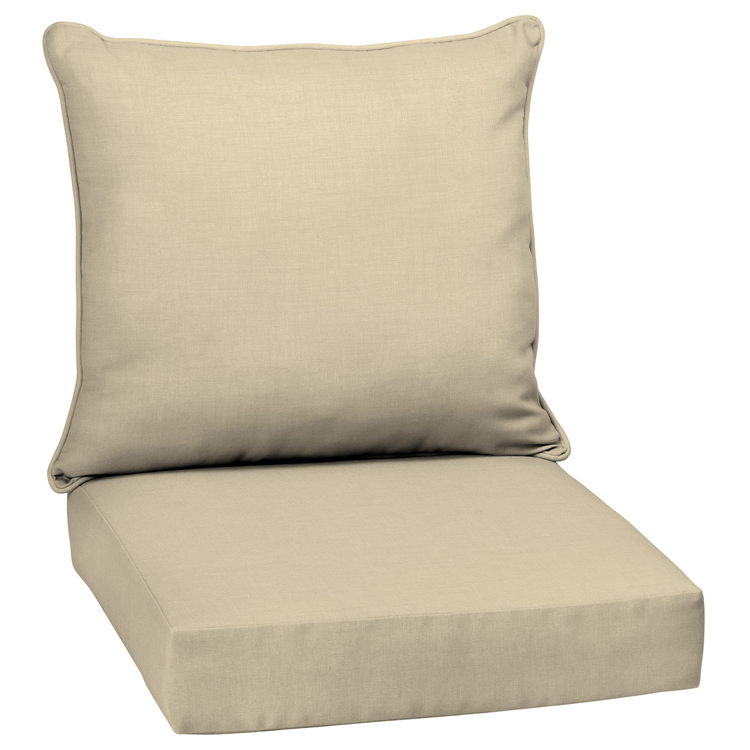 Arden Selections Outdoor Deep Seat Set, 24 X 24, Rain-Proof, Fade Resistant, Deep Seat Bottom And Back Cushion 24 X 24, Tan Leal