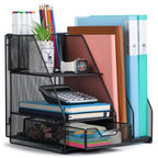 Topwey Desk Organizer, Office Supplies With 2 Paper Organizer, 1 Drawer And 2 Pen Holder, Classroom Must Haves And Teacher Must