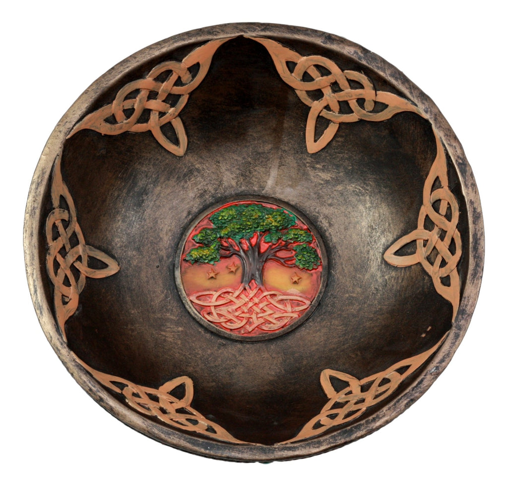 Ebros Ancient Celtic Tree Of Life Offering Bowl Figurine 8.5''H Celtic Trinity Knotwork Decorative Utility Holder Serving Bowl S