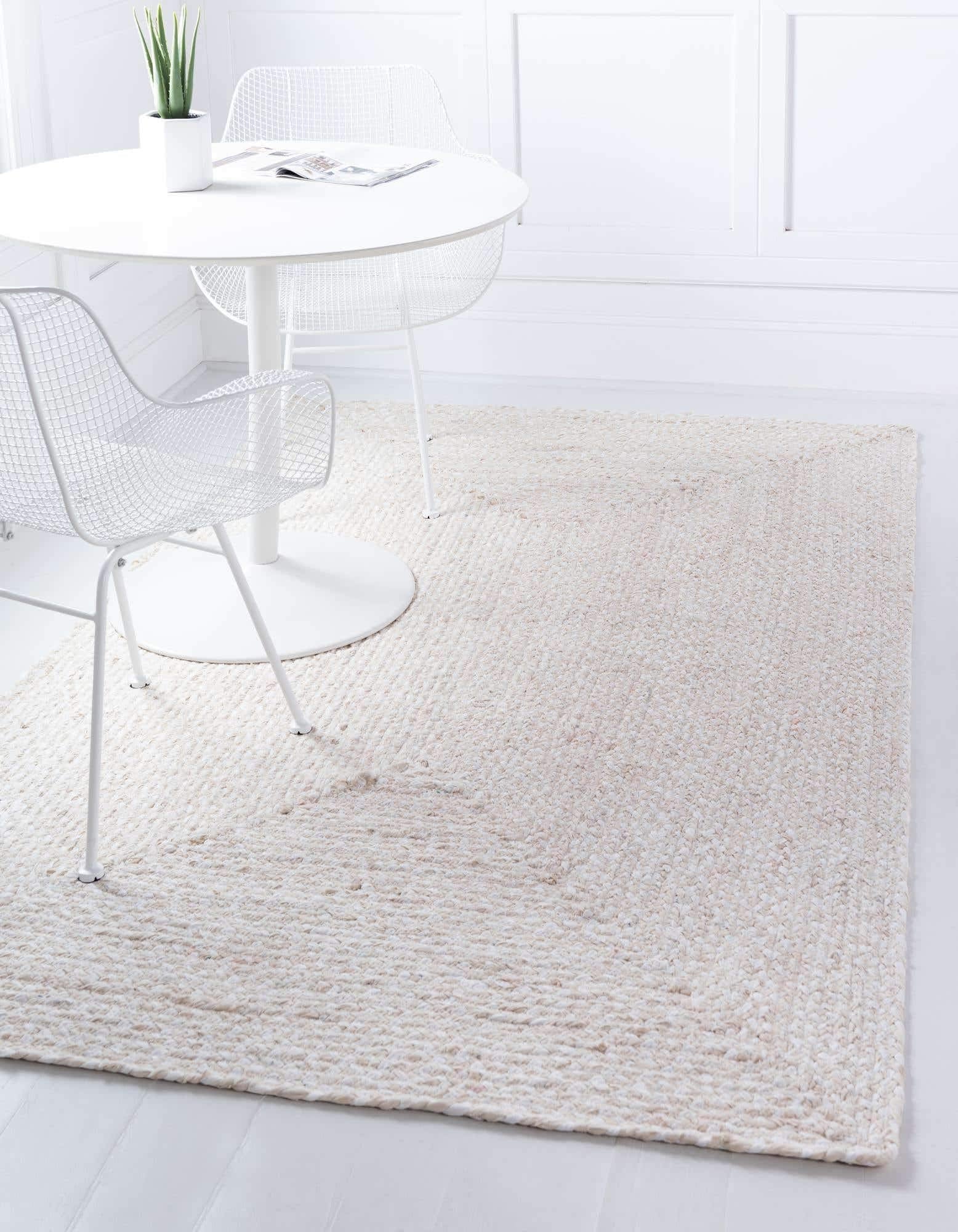 Unique Loom Braided Chindi Collection Area Rug - Layer (6 1 x 9 Rectangle, Ivory/ Beige)