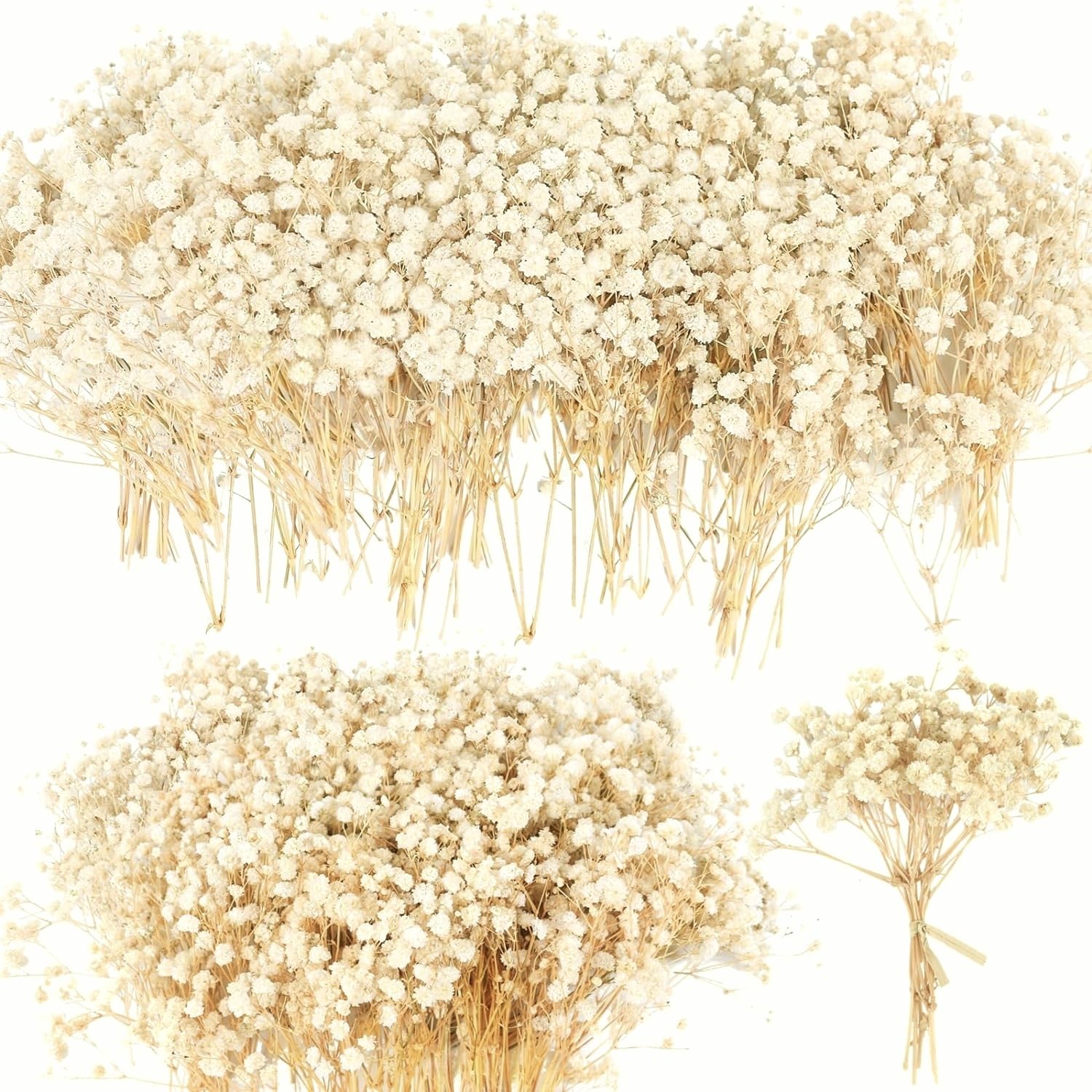 90+Pcs Mini Dried Babys Breath Flowers, 4700+ Ivory White Baby Breath Flower Bulk, Dried Flowers for Crafts, Wedding Decor Boho 