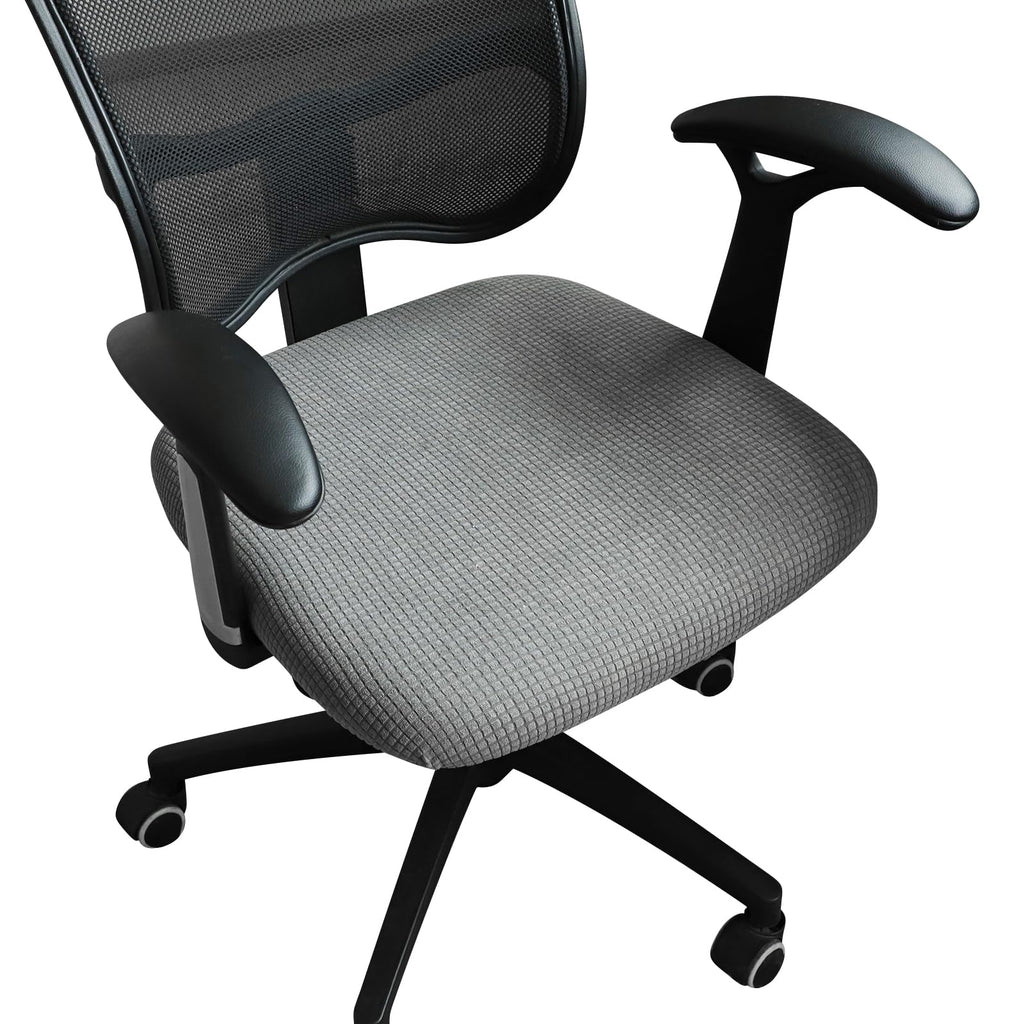 Forcheer Office Desk Chair Seat Covers Water Resistant Jacquard Computer Chair Seat Cushion Slipcovers-Grey