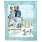 BARNWOODUSA | Farmhouse 4x6 Picture Frame | 1 1/2 inch Molding | 100% Reclaimed Wood | Rustic | Robins Egg Blue