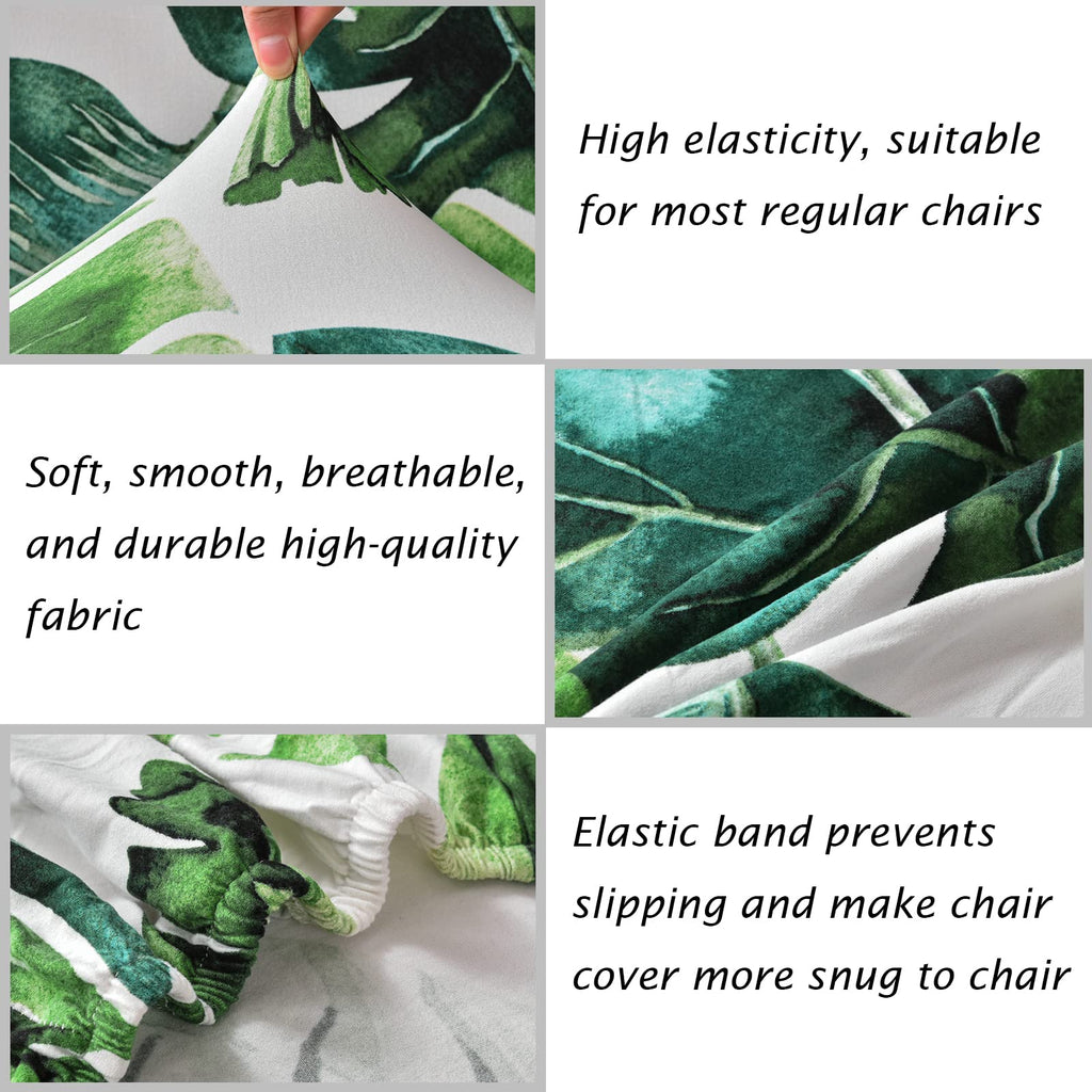 Hzdhclh Chair Covers For Dining Room Set Of 4,Stretch Spandex Green Parsons Chair Slipcover 4 Pack,Washable Anti-Dust Chair Seat