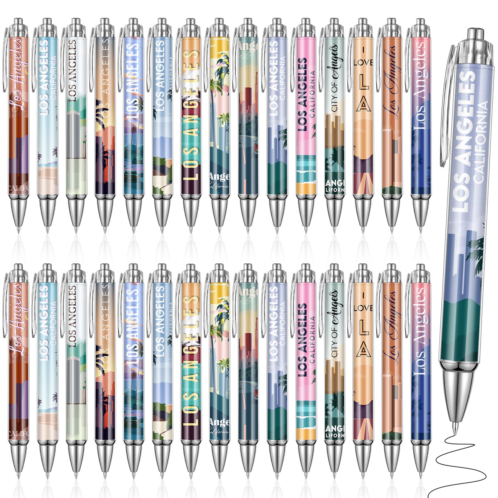 Sayglossy 30 Pcs Los Angeles Travel Ballpoint Pens Los Angeles Souvenirs Gifts American Travel Pen Bulk Retractable USA Souvenir
