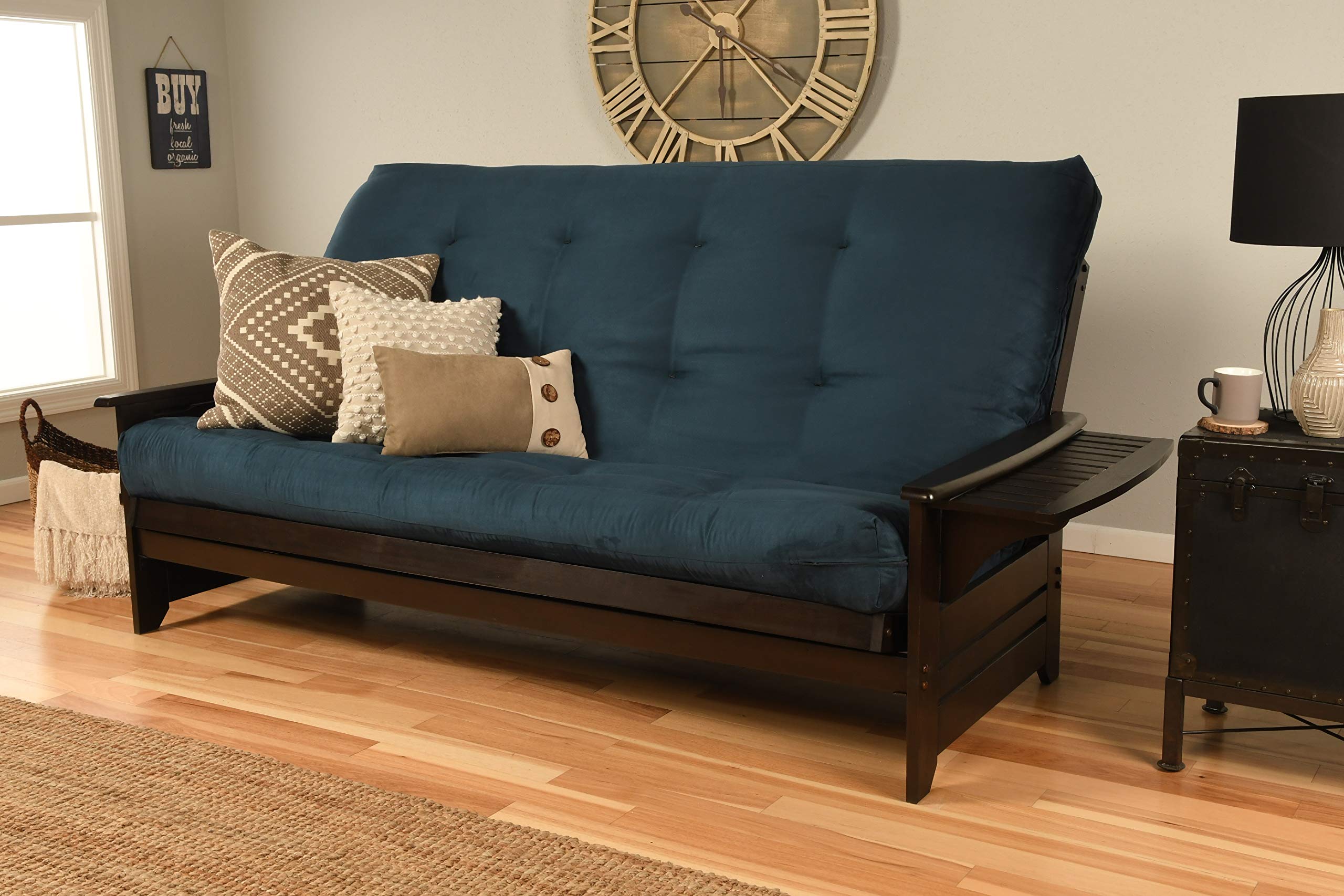 Kodiak Furniture Phoenix Futon With Suede Fabric Mattress In Butternut/Blue