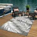 Unique Loom Outdoor Botanical Collection Area Rug - Palm (7 10 x 10 Rectangle Charcoal/Ivory)