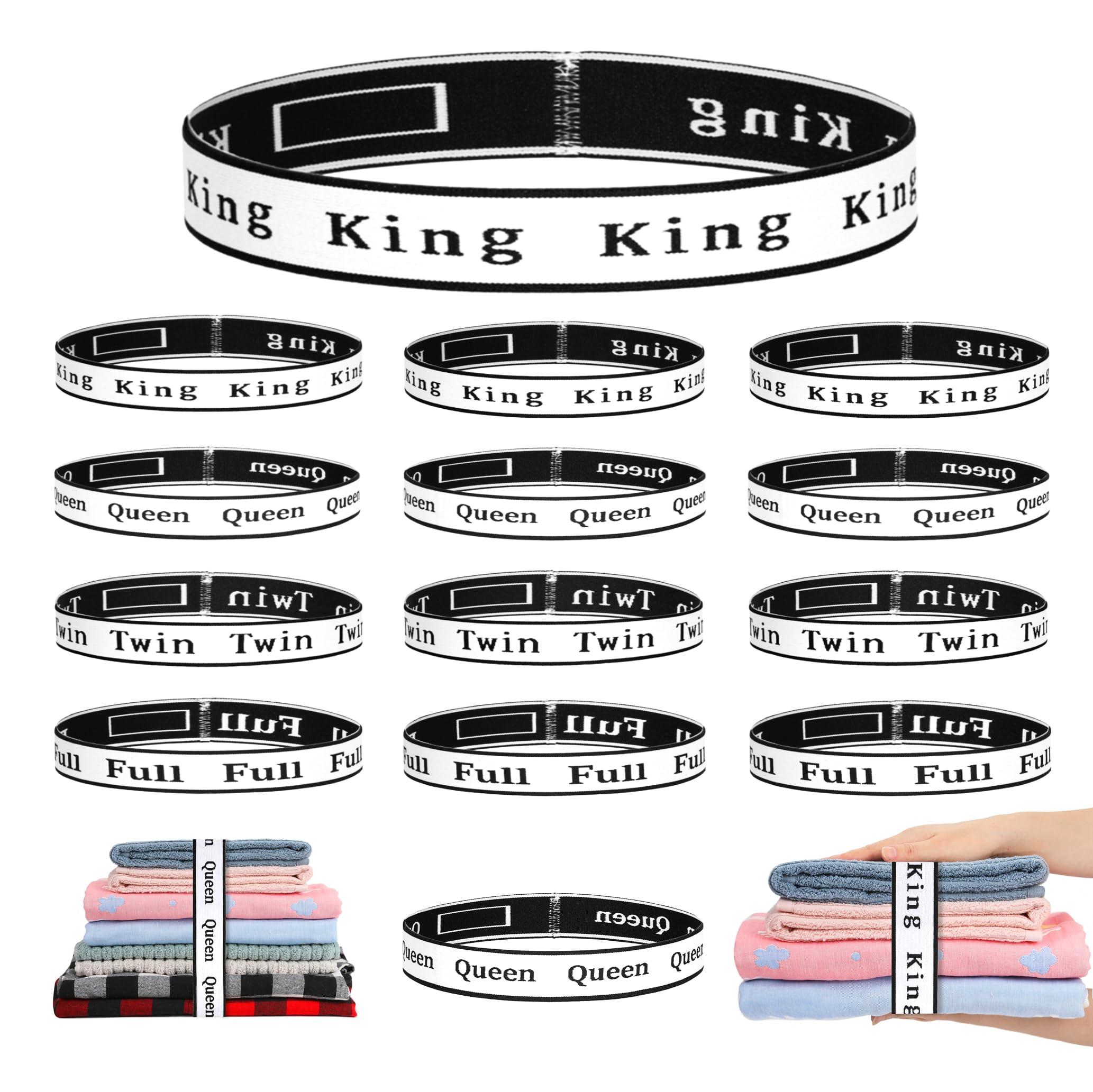 16Pcs Bed Sheet Organizer Bands Sheets Labels For Elastic Bedding Linen Closet Storage Foldable Sheet Set Organizer Sheet Keeper