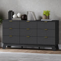 BORNOON Fluted 9 Drawer Dresser, 57.1 Wide Modern Boho Chest of Drawers, Wooden Storage Dresser TV Stand for Bedroom, Living Roo