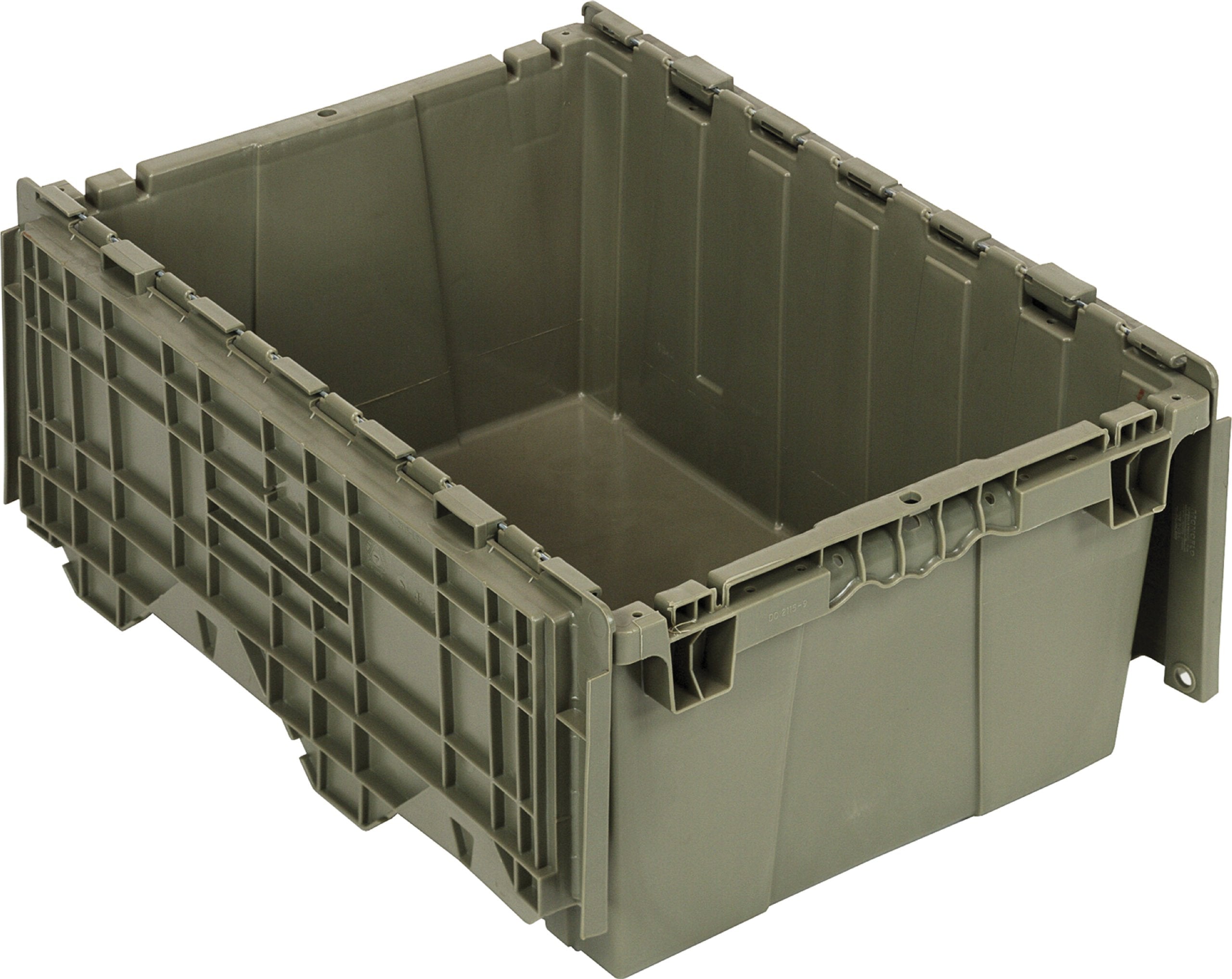 Quantum QDC2115-9 Plastic Storage Container with Attached Flip-Top Lid, 21 x 15 x 9, Gray