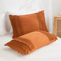Rust Tassel Pillowcases, Burnt Orange Boho Pillow Cases Set Of 2, 100% Washed Microfiber, Boho Hand-Made Tassel Pillow Cover, 2