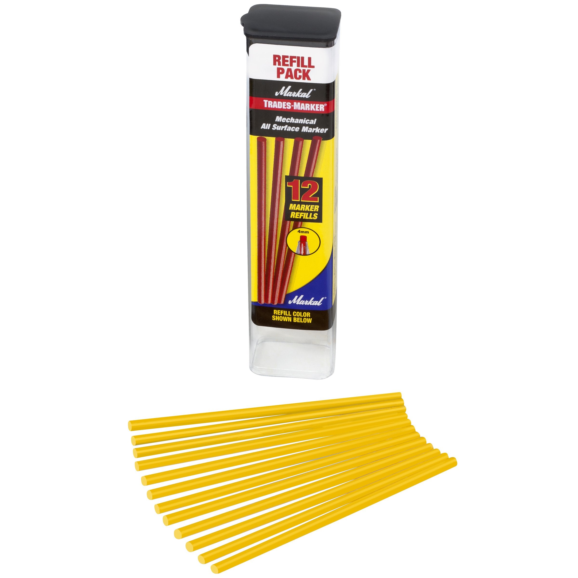 Markal 96241 Trades Marker Refill Pack (12 Refills), Yellow