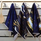 Bencailor 6 Pcs Halloween Skull Kitchen Towels Turquoise Navy Dish Towels Blue Gold Marble Tea Towels Gothic Skeleton Chef Hand