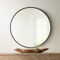 Uttermost Mayfair Round Vanity Decorative Wall Mirror Modern Matte Black Thin Streamlined Metal Frame 34 Wide for Bathroom Bedro