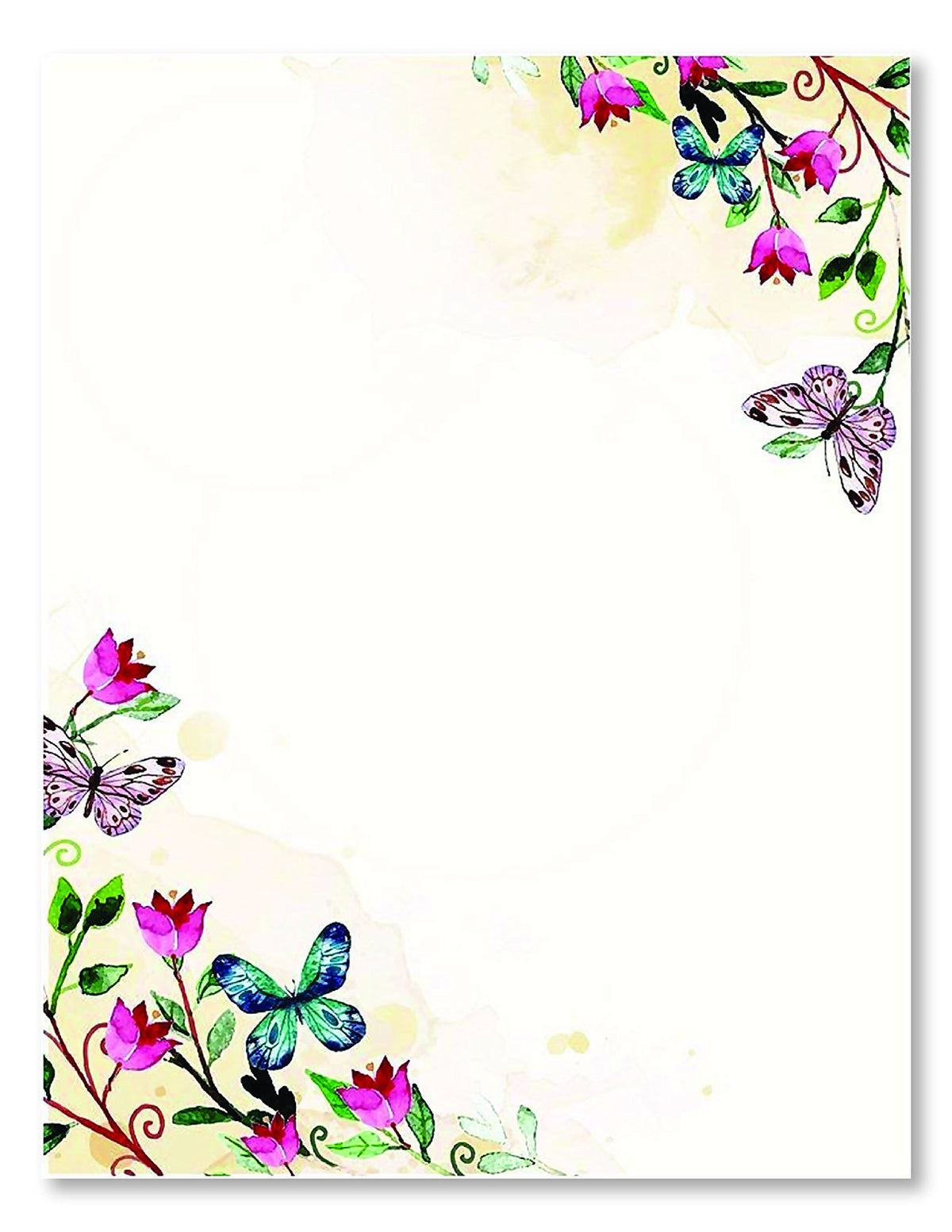 100 Stationery Writing Paper, With Cute Floral Designs Perfect For Notes Or Letter Writing - Tulips