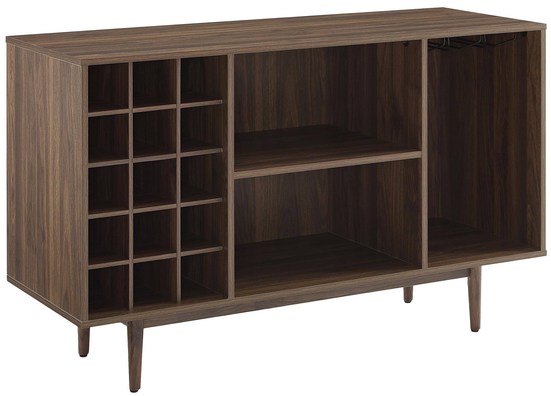 Crosley Furniture Liam Mid Century Wine Rack Sideboard Buffet Cabinet with Storage, Walnut