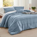 Bedsure Light Blue Queen Comforter Set - 4 Pieces Pinch Pleat Bed Set, Down Alternative Bedding Sets For All Season, 1 Comforter
