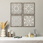 Tatuo 4 Pcs Wood Wall Art Wall Decor Farmhouse Wall Decor for Living Room Wooden Decorative Wood Panels Modern Wall Plaque for H