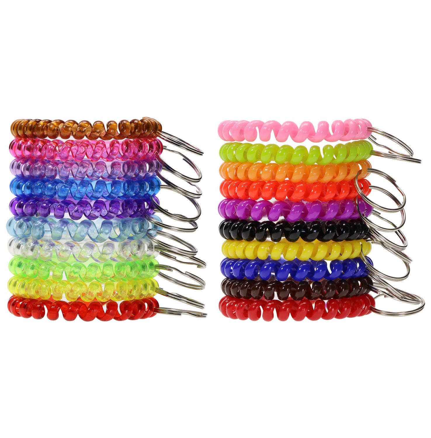 Shapenty Colored Plastic Coil Stretch Wristband Elastic Stretchable Spiral Bracelet Key Ring Chain For Gym, Pool, Id Badge And O